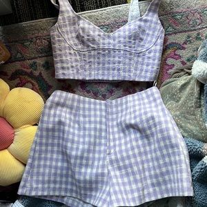 ZARA purple checked set size MEDIUM